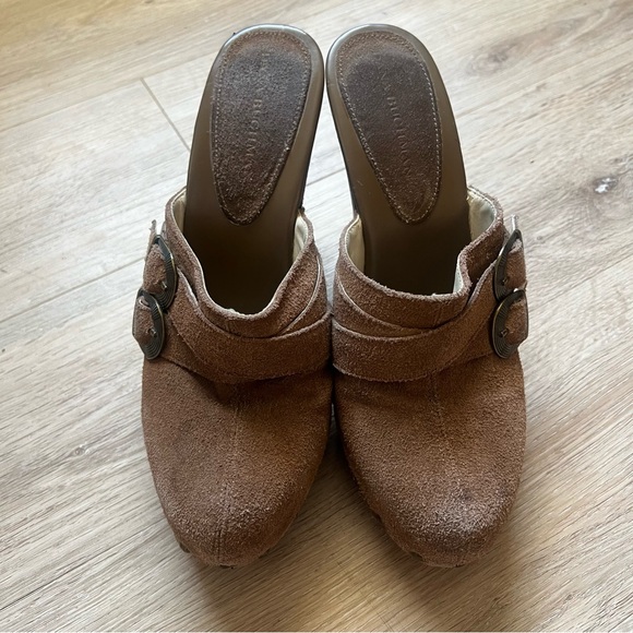 Dana Buchman Leather Heeled Western Boho Clog Mules with Buckles - Picture 4 of 10